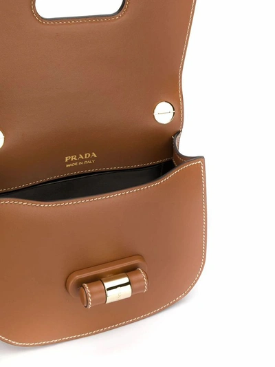 Shop Prada Women's Brown Leather Shoulder Bag
