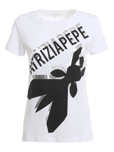 Shop Patrizia Pepe Fly Logo Print T-shirt In White
