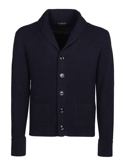 Shop Tom Ford Cashmere Buttoned Cardigan In Blue