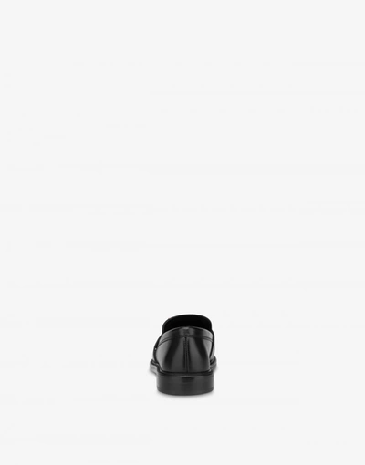 Shop Moschino Calfskin Loafers M In Black