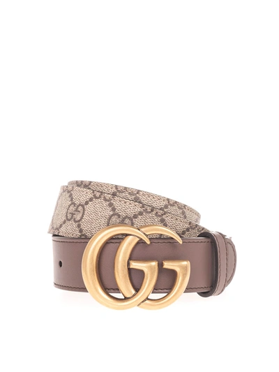 Shop Gucci Gg Belt In Beige And Brown