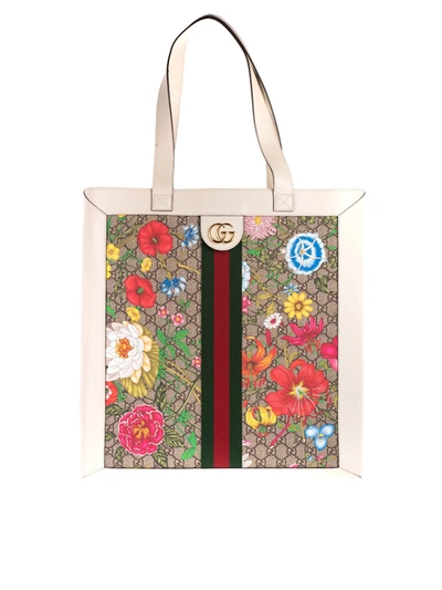 Shop Gucci Flora Gg Large Shopping Bag In White