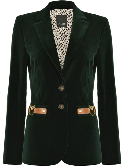 Shop Pinko Fitted Single-breasted Blazer In Green