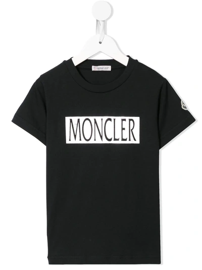 Shop Moncler Printed Logo T-shirt In Blue