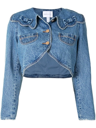 Shop Alice Mccall Desire Cropped Denim Jacket In Blue