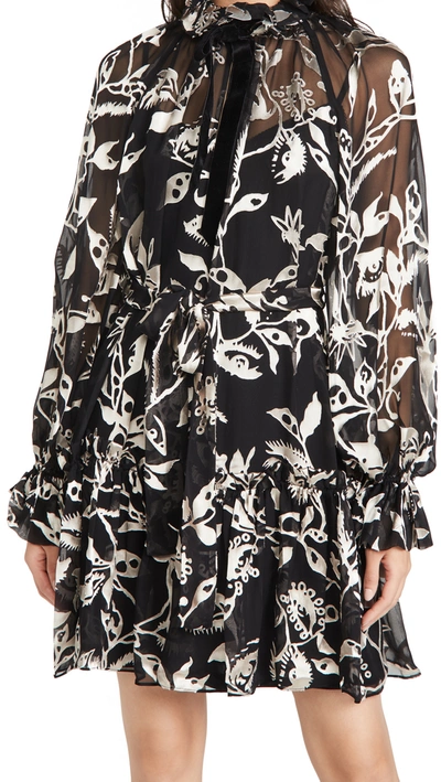 Shop Zimmermann Ladybeetle Swing Mini Dress In Black Mystic Eye