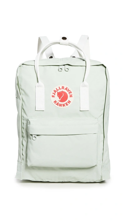 Shop Fjall Raven Kanken Backpack In Mint Green/cool White