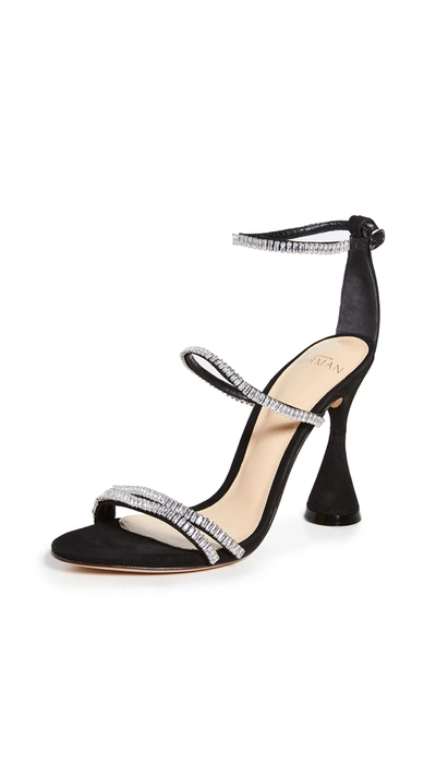 Shop Alexandre Birman Belle 100mm Zirconia Sandals In Black/crystal/silver