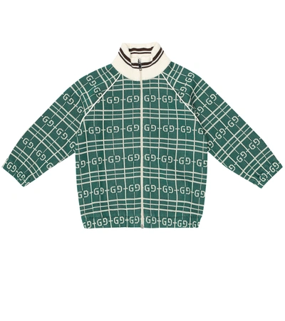 Shop Gucci Baby Gg Cotton-blend Track Jacket In Green