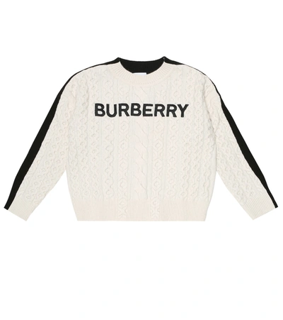 Shop Burberry Logo Embroidered Wool-blend Sweater In White