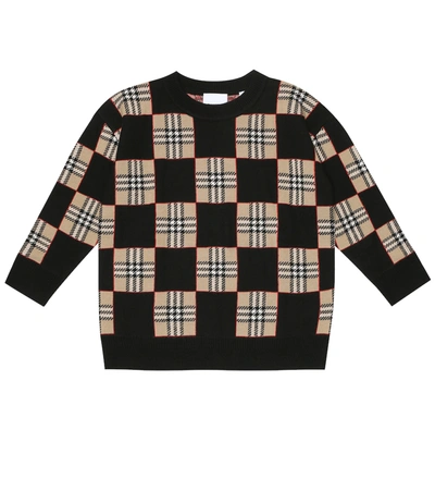 Shop Burberry Chequer Wool Sweater In Beige