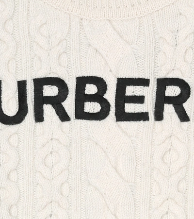 Shop Burberry Logo Embroidered Wool-blend Sweater In White