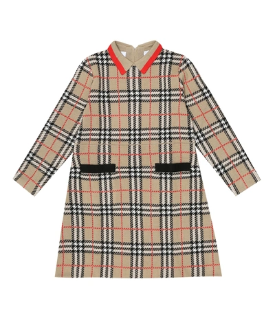 Shop Burberry Vintage Check Wool Dress In Beige
