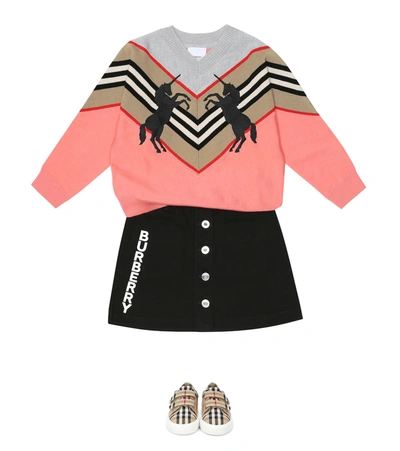 Shop Burberry Embroidered Wool-blend Sweater In Pink