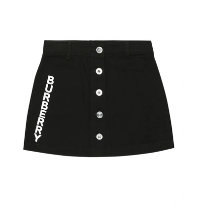 Shop Burberry Logo Denim Skirt In Black