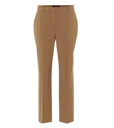 Shop Joseph Coleman Wool-gabardine Slim Pants In Brown