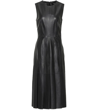 Shop Joseph Demry Leather Midi Dress In Black