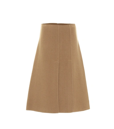Shop Joseph Sophie Wool And Cashmere Midi Skirt In Beige
