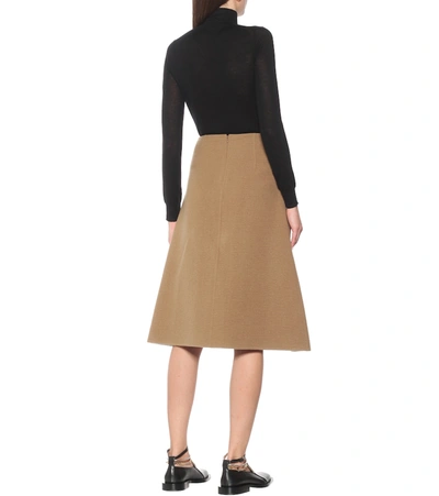 Shop Joseph Sophie Wool And Cashmere Midi Skirt In Beige