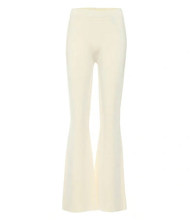 Shop Joseph Ribbed-knit Flared Pants In White