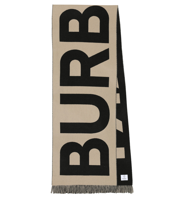 Burberry Logo Jacquard Wool Football Scarf In Camel Modesens