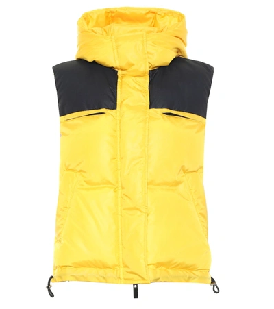 Shop Sacai Sleeveless Hooded Vest In Yellow