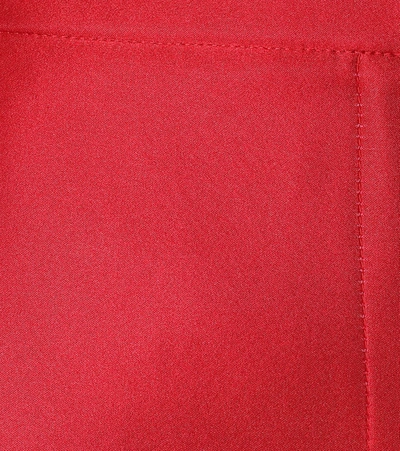 Shop Alexander Mcqueen Silk Satin High-rise Bootcut Pants In Red