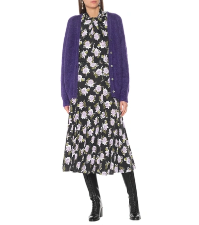 Shop Erdem Vesper Floral Jersey Midi Skirt In Black