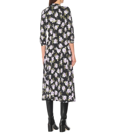 Shop Erdem Arlette Floral Jersey Blouse In Black