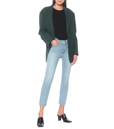 Shop Re/done Mid-rise Cropped Skinny Jeans In Blue