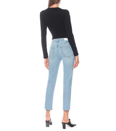 Shop Re/done Mid-rise Cropped Skinny Jeans In Blue