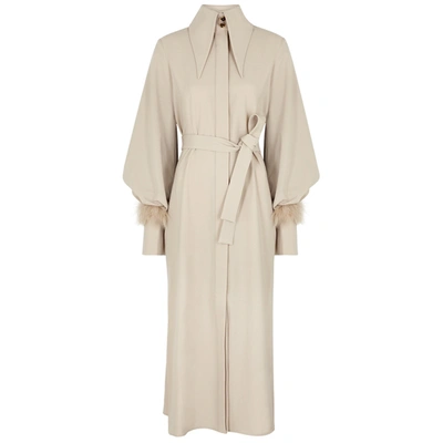 Shop 16arlington Namika Taupe Feather-trimmed Coat In Camel