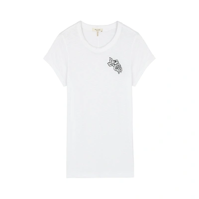 Shop Rag & Bone White Embroidered Pima Cotton T-shirt
