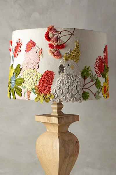 Shop Anthropologie Embroidered Cockatoo Lamp Shade In Assorted