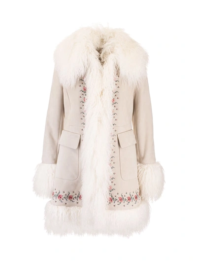 Shop Miu Miu Women's White Leather Coat