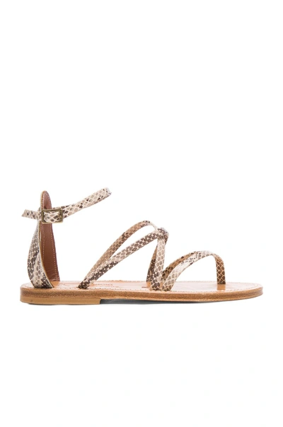 Shop Kjacques Epicure Leather Sandals In Neutrals, Brown, Animal Print. In Kampal Duna