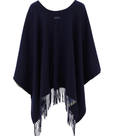 Shop Ferragamo Salvatore  Women's Blue Wool Poncho