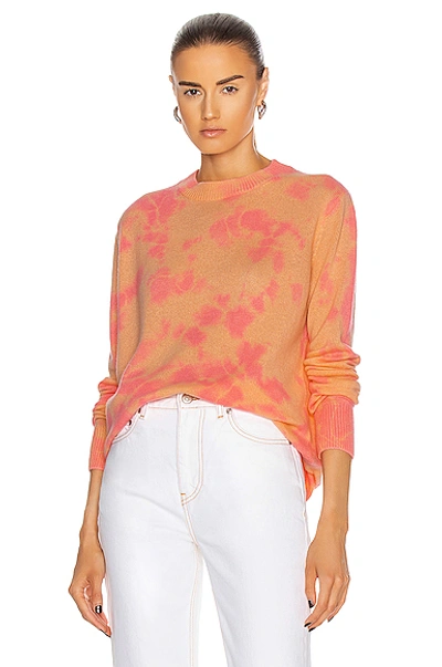 Shop The Elder Statesman Hot Tranquility Crew Sweater In Peach & Hot Pink