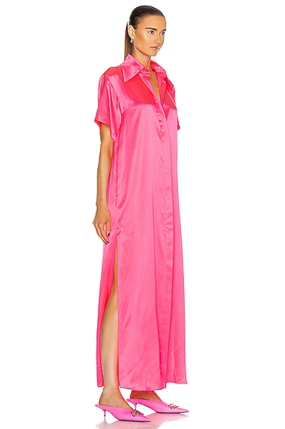 Shop Area Silk Maxi Tunic Gown In Fluo Pink