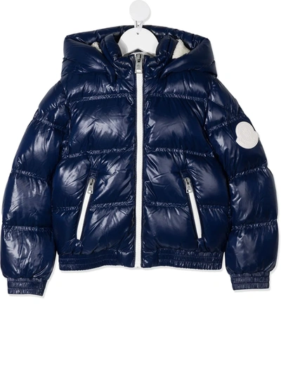 Shop Moncler Quilted Puffer Jacket In Blue