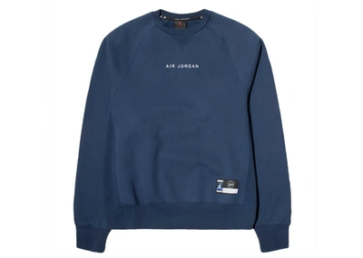 Pre-owned Jordan X Fragment Crewneck Sweatshirt Navy/sport Royal/white