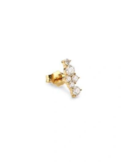 Shop Sydney Evan Women's Fleur De Lis 14k Yellow Gold & Diamond Single Cocktail Bar Stud Earring