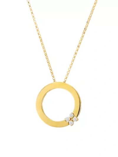 Shop Roberto Coin Women's Love In Verona 18k Yellow Gold & Diamond Flower Circle Of Life Pendant Necklace