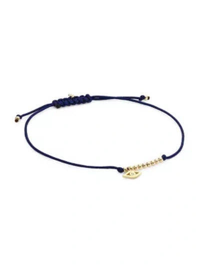 Shop Sydney Evan Women's 14k Yellow Gold & Diamond Evil Eye Charm Midnight Cord Bracelet