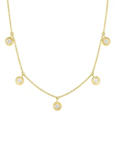 Shop Roberto Coin Women's Diamond By The Inch 18k Yellow Gold & Diamond Dangle Necklace
