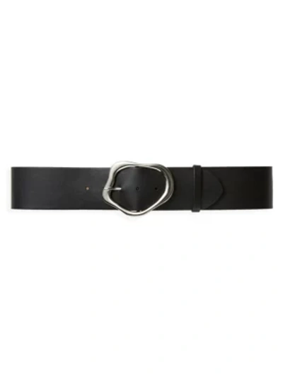 Shop Lafayette 148 Women's Irregular Circle Buckle Leather Belt In Black