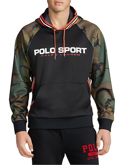 Shop Ralph Lauren Polo Sport Camo Hoodie In Black Camouflage