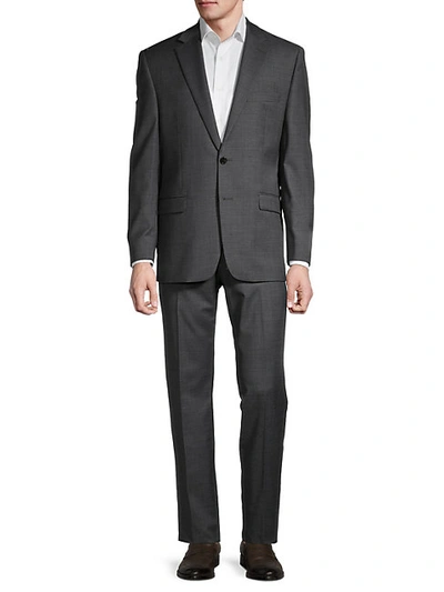 Shop Lauren Ralph Lauren Men's Lexington Standard-fit Sharkskin Wool-blend Suit In Charcoal