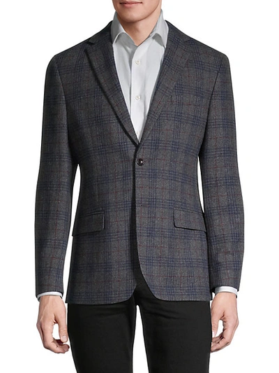 Shop Tommy Hilfiger Standard-fit Brent Plaid Wool-blend Sportcoat In Grey