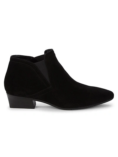 Shop Aquatalia Women's Floella Suede Stack Heel Ankle Boots In Black